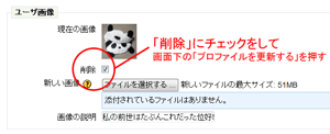 ユーザ画像の削除の仕方